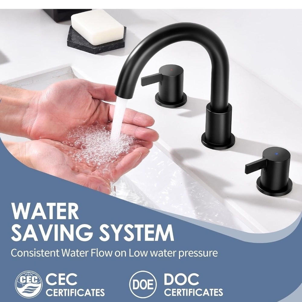 Nib Bathroom Sink Faucet w Metal Pop up Drain cUPC Water Supply Black 3 Holes